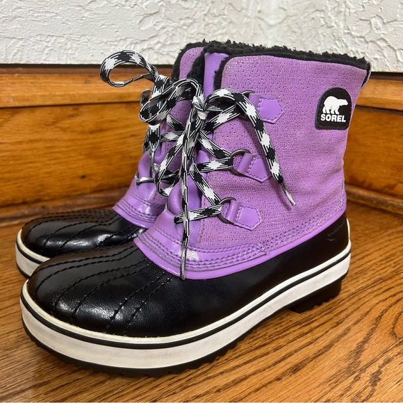 Sorel | Tivoli Mid Purple Lace Up Winter Boots Size 6 - Picture 1 of 15